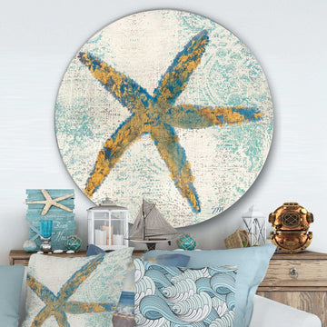Coastal Pastel seashells III - Beach Metal Circle Wall Art
